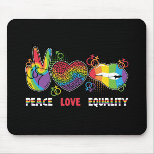 LGBTQ - Peace, Love, Equality - Rainbow Colours Mouse Pad
