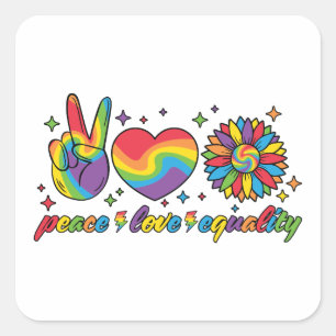 LGBTQ - Peace, Love, Equality Square Sticker