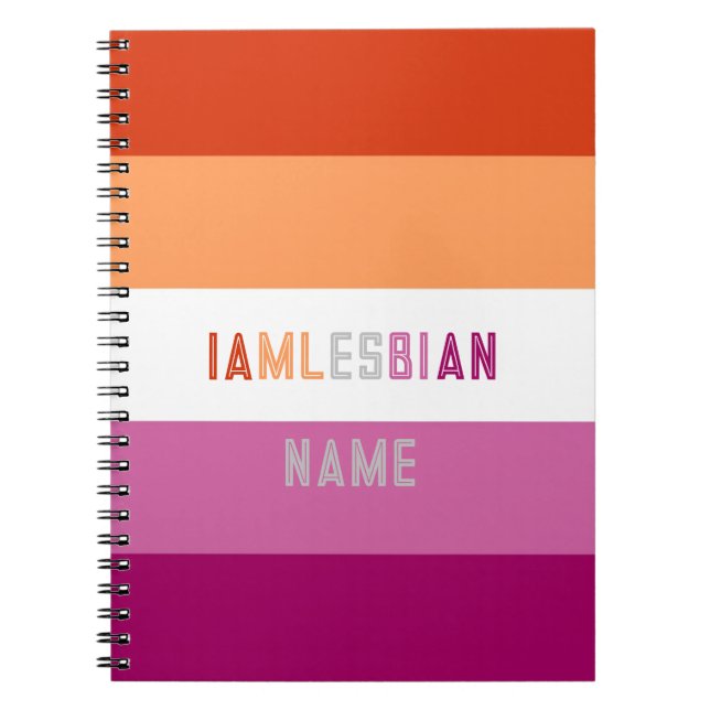 LGBTQ Personalised custom Lesbian flag font Notebook (Front)