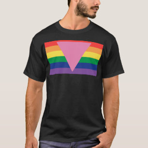 LGBTQ+ Pink Triangle on Pride Flag T-Shirt
