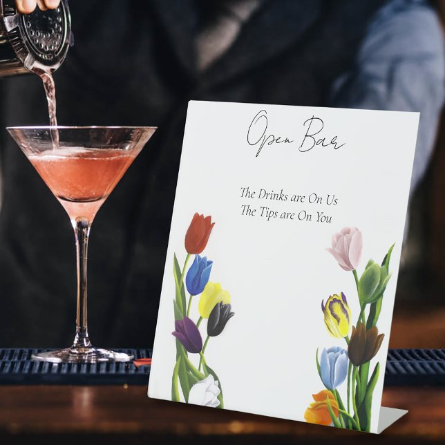LGBTQ plus Tulips Flowers Open Bar Pedestal Sign (Creator Uploaded)