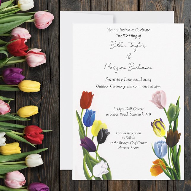 LGBTQ plus Tulips Flowers Wedding Invitation (Creator Uploaded)