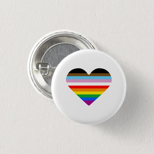 LGBTQ POC Heart 1 Inch Round Button (Front & Back)