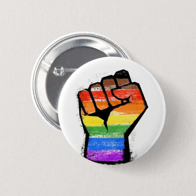 LGBTQ POC Philly Pride Fist 2 Inch Round Button (Front & Back)