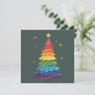 LGBTQ Pride Christmas Tree Rainbow Holiday Festive Card