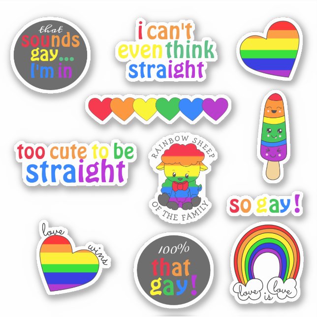 LGBTQ Pride Custom-Cut Vinyl Stickers (Front)
