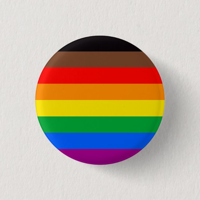 LGBTQ Pride Flag (8 Stripes) 1 Inch Round Button (Front)