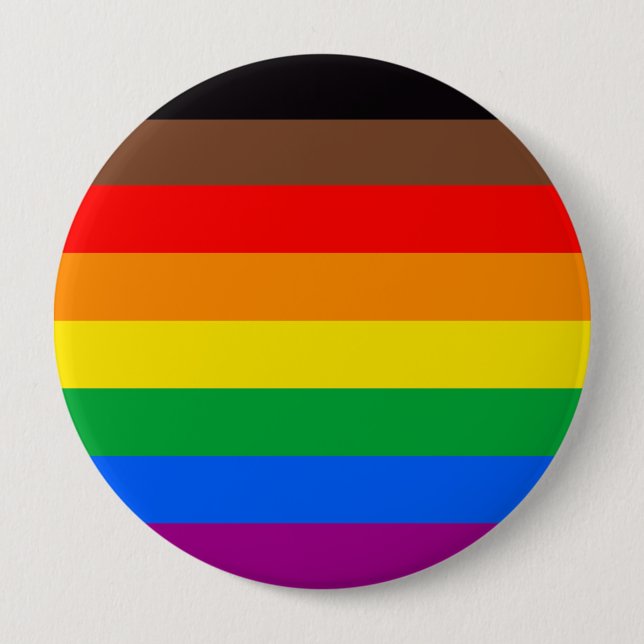 LGBTQ Pride Flag (8 Stripes) 4 Inch Round Button (Front)