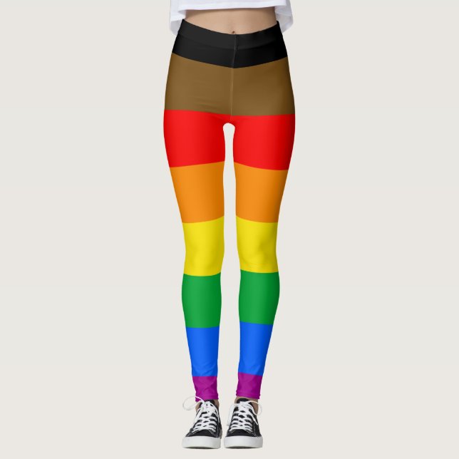 LGBTQ Pride Flag (8 Stripes) Leggings (Front)