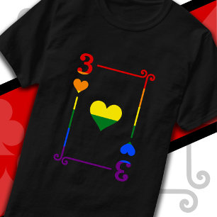 LGBTQ Pride Flag Playing Cards Three Card 3 Hearts T-Shirt