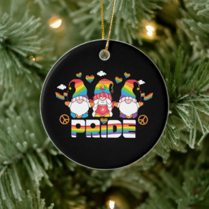 LGBTQ - Pride - Garden Gnome - Rainbow Colour Ceramic Ornament
