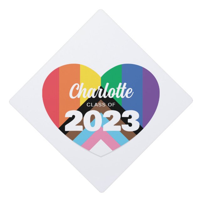 LGBTQ Pride Heart Graduation Cap Topper (Front)