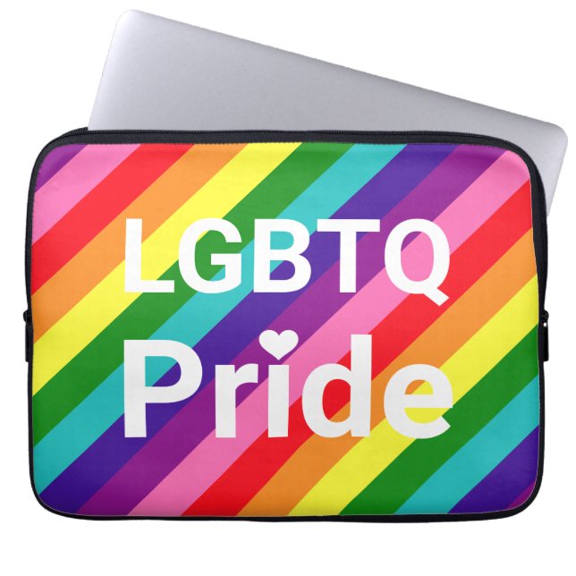 LGBTQ Pride Heart Rainbow Stripe Tech Laptop Sleeve (Front)