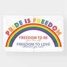 LGBTQ Pride is Freedom Rainbow White Background