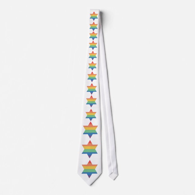 LGBTQ Pride Jewish Star Rainbow Tie (Front)