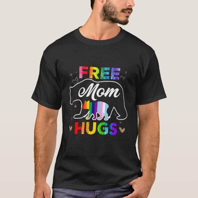 Lgbtq Pride Mama Bear Free Mom Hugs T-Shirt (Front)