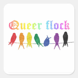 LGBTQ pride month rainbow flag flock  Square Sticker