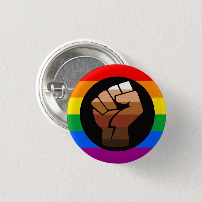 LGBTQ PRIDE (POC Fist Pride) 1 Inch Round Button (Front & Back)