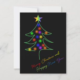 LGBTQ+ / Pride Rainbow Christmas Tree with Stars  Postcard
