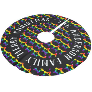 LGBTQ Pride Rainbow Colourful Christmas Stars Brus Brushed Polyester Tree Skirt