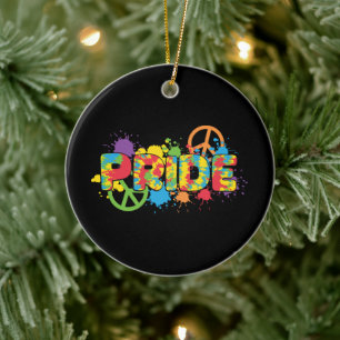 LGBTQ - Pride - Rainbow Colours Paint Splashes Ceramic Ornament