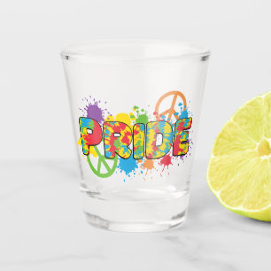 LGBTQ - Pride - Rainbow Colours Paint Splashes Shot Glass
