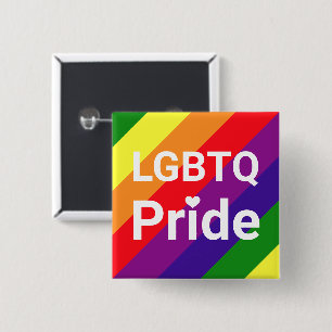 LGBTQ Pride Rainbow Colours Striped 2 Inch Square Button