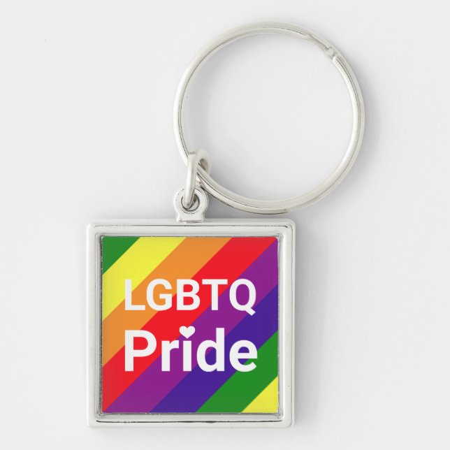 LGBTQ Pride Rainbow Colours Striped Keychain (Front)