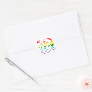 LGBTQ Pride Rainbow Cute Christmas Santa Claus Classic Round Sticker