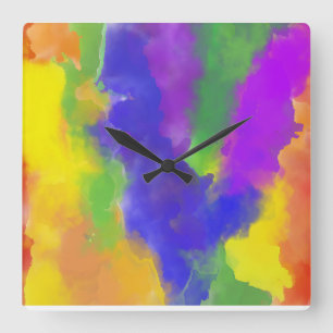 LGBTQ+ Pride Rainbow Flag colours Abstract Design Square Wall Clock