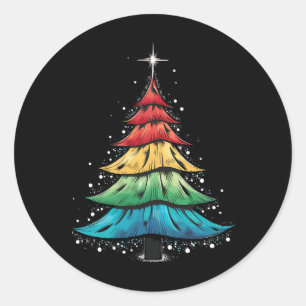 LGBTQ Pride Rainbow Flag Gay Christmas Tree Gifts Classic Round Sticker