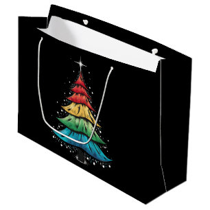 LGBTQ Pride Rainbow Flag Gay Christmas Tree Gifts Large Gift Bag