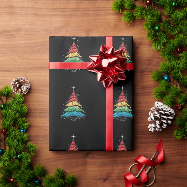 LGBTQ Pride Rainbow Flag Gay Christmas Tree Gifts Wrapping Paper (Holiday Gift)