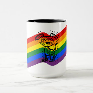 LGBTQ+ Pride Rainbow Flag With Cute Dog Mug