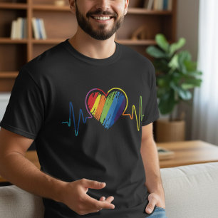 LGBTQ Pride Rainbow Heartbeat Equality T-Shirt