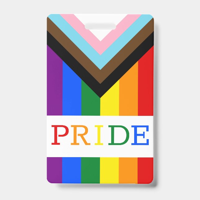 LGBTQ & Pride - Rainbow Progress Flag Badge (Front)