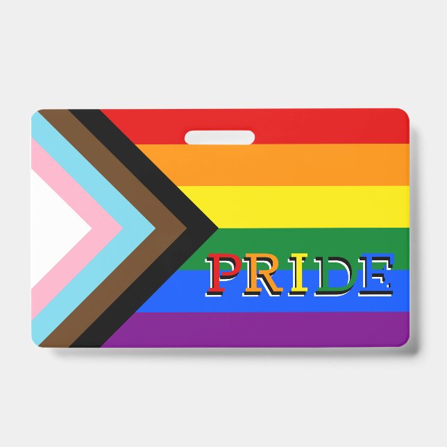 LGBTQ & Pride - Rainbow Progress Flag Badge (Front)