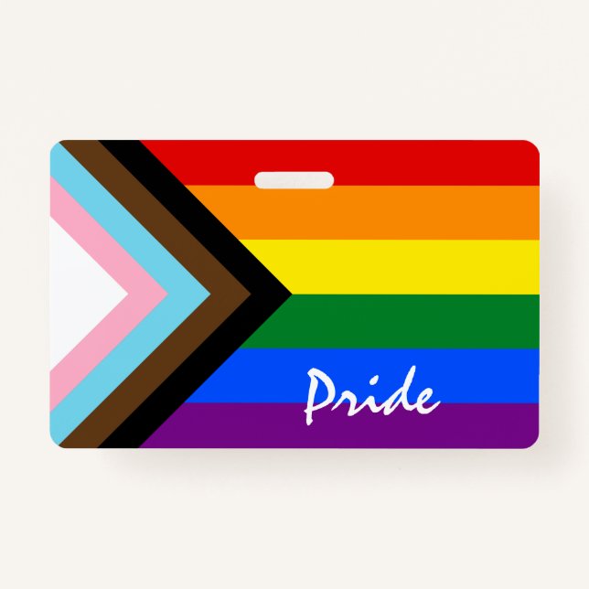 LGBTQ & Pride - Rainbow Progress Flag  Badge (Front)