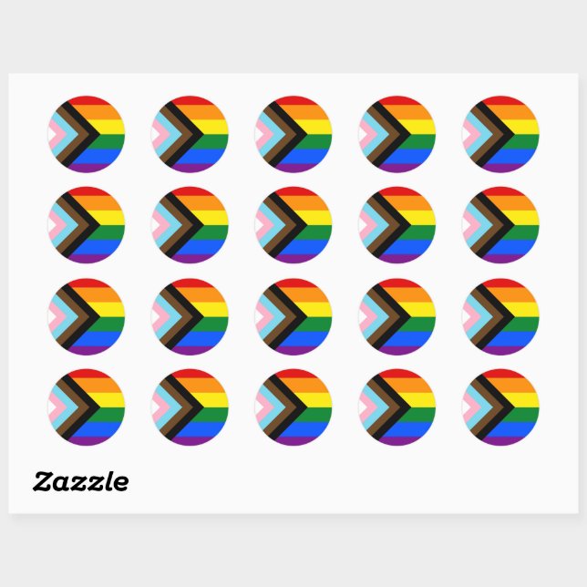 LGBTQ & Pride - Rainbow Progress Flag  Classic Round Sticker (Sheet)