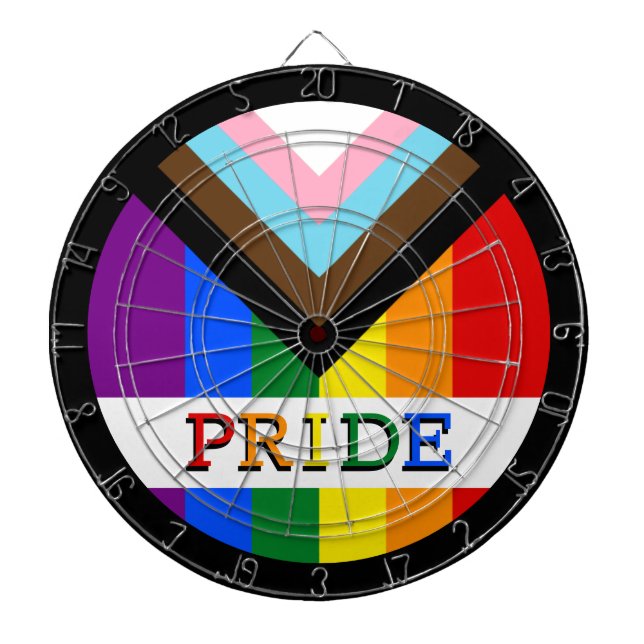 LGBTQ & Pride - Rainbow Progress Flag Dartboard (Front)