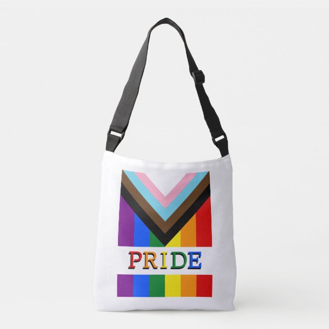 LGBTQ & Pride - Rainbow Progress Flag fashion Crossbody Bag (Front)
