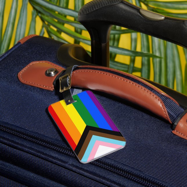 LGBTQ & Pride - Rainbow Progress Flag /Luggage tag (Front Insitu 1)