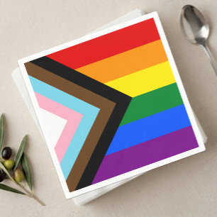 LGBTQ & Pride - Rainbow Progress Flag Napkin