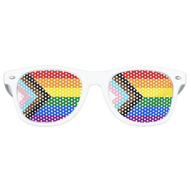 LGBTQ & Pride - Rainbow Progress Flag  Retro Sunglasses (Front)