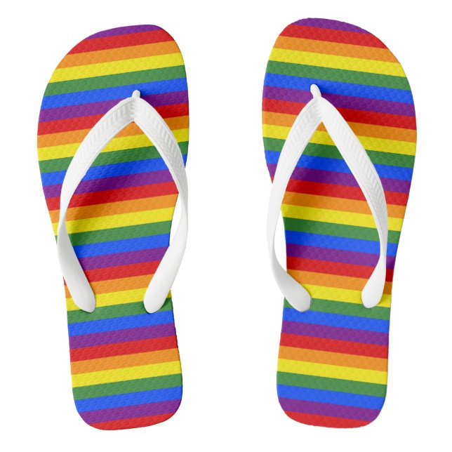 LGBTQ Pride Rainbow Stripe Pattern Flip Flops (Footbed)