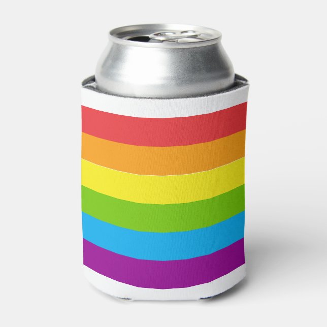 LGBTQ PRIDE Rainbow Stripes Can Cooler (Can Front)