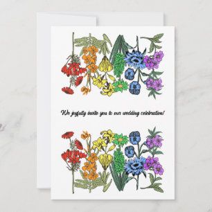 LGBTQ Pride Rainbow Vintage Flower Wedding Invitation