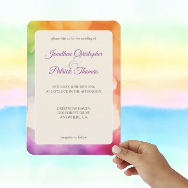 LGBTQ Pride Wedding Love is Love Rainbow Invitation (Creator Uploaded)