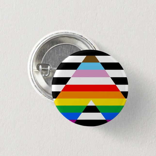 LGBTQ Progress Ally Pride Flag 1 Inch Round Button (Front & Back)