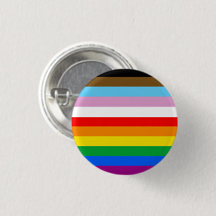 LGBTQ+ Progress Flag Stripes 1 Inch Round Button